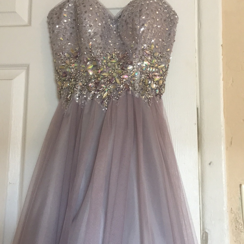 Lavender iridescent prom dress